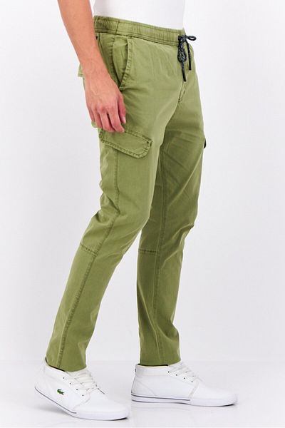 Civil Society Men Regular Fit Plain Twill Cargo Pants, Olive