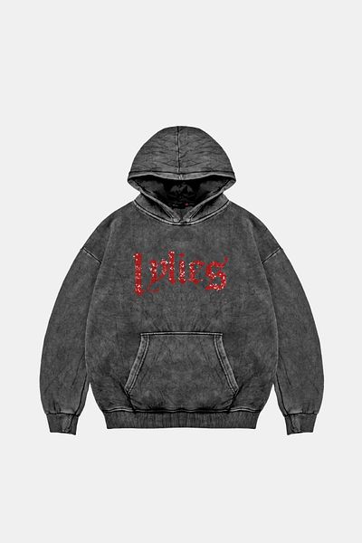 Bak Moda Унисекс суичър с качулка Lylies Red Stone Print Oversize