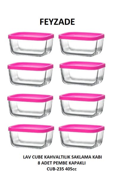 LAV Feyzade Cube Breakfast Storage Container Set 8 Pcs 405Cc (Cub-235)