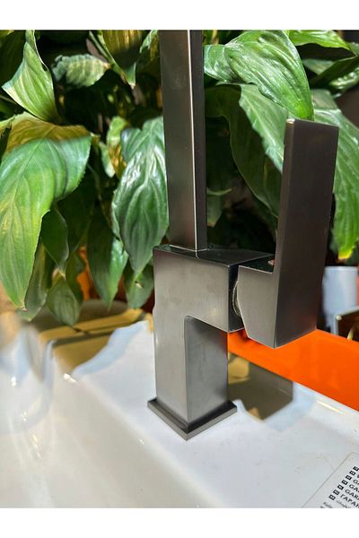 İSAOĞLU YAPI Anthracite Gray Kitchen Faucet Square Design Venom Anthracite Sink Fixture