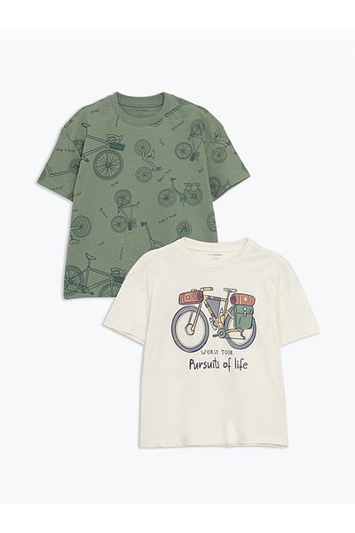LC Waikiki Standard Mold 100% Cotton Baby Boy T-Shirt Συσκευασία 2 τεμαχίων