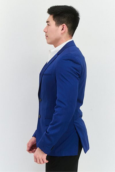 Hugo Boss Men Regular Fit Plain Formal Blazer, Blue