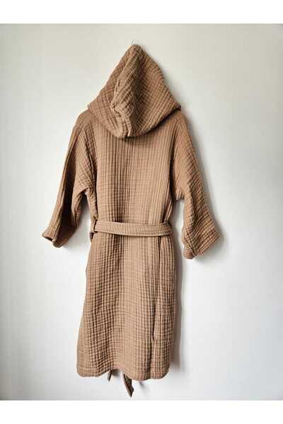 Mia Home&Baby 4 Layer Muslin Hooded Brown Unisex Children's Bathrobe