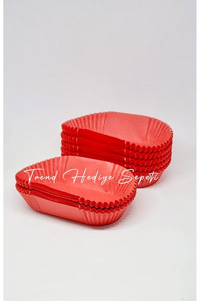 Trend Hediye Sepeti Takribi 200 Pieces Large Size Red Inserts Paper 8.5X4 Cm, Diamond Presentation, Muffin Cake Mold