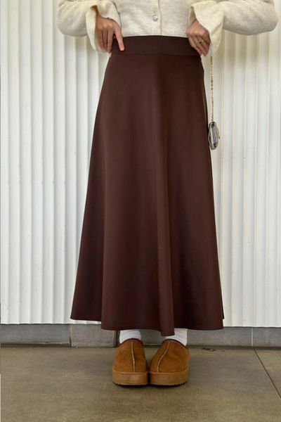 Miyalon Hijab și fustă de zi cu zi pentru femei, neagră, din țesătură pufă