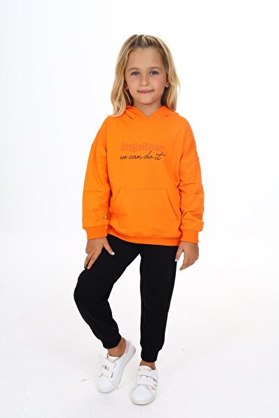 Toontoy Детски спортен екип с качулка и кенгуру джобове за момичета