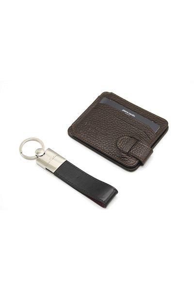 Pierre Cardin Pc0510 Model Genuine Leather Card Holder and Keychain Set