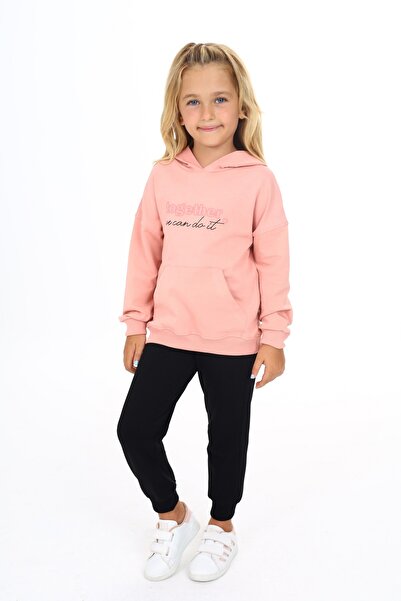 Toontoy Σετ αθλητικής φόρμας για κορίτσια με τύπωμα με με κουκούλα τσέπες καγκουρό