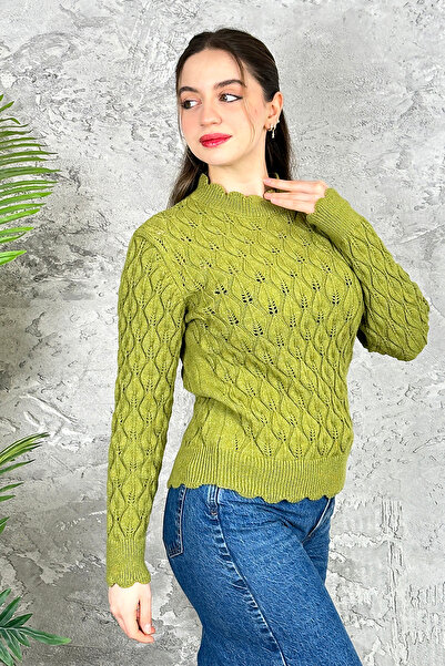 ATE ÖZGÜNEŞ TRİKO TEKSTİL LEAF Sa deznom PLETENI DŽEMPER