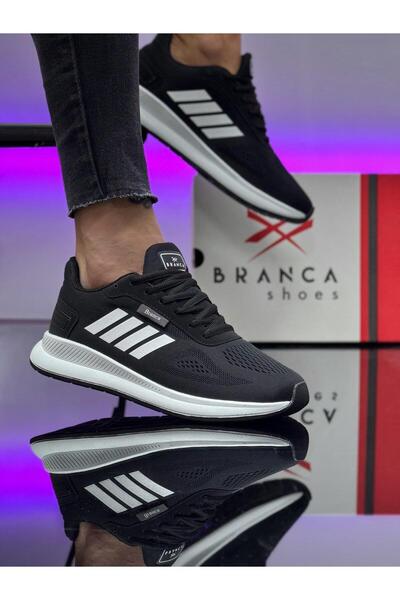 homiro Unisex Micro Taban Fuspetli Spor Ayakkabı-Siyah-Beyaz