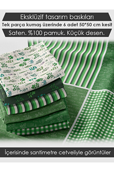 FabricMarket 6 Adet 50x50 cm %100 Pamuk Patchwork Kumaş Seti – Dikiş ve El İşi İçin