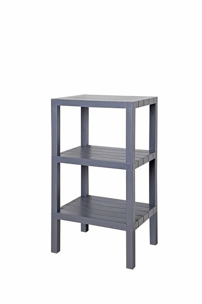 EVLE Anthracite 3-Tier Modular Bathroom Shelf - Kitchen & Balcony Living Room Garden Bookcase Organizer
