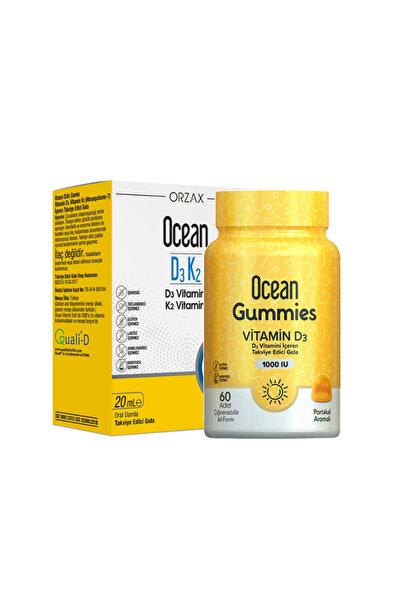 Ocean Vitamin D3K2 1000 Iu | 20 ml Drop & Ocean Gummies D3 1000 Iu | 60 Pieces Kids Duos