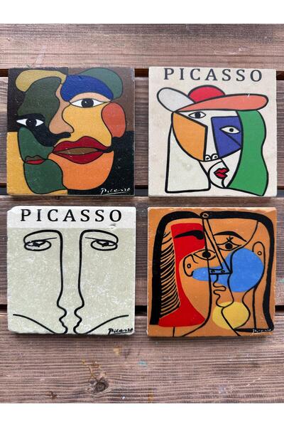 woodhomeworks Set of 4 Colorful Printed Natural Stone Glasses