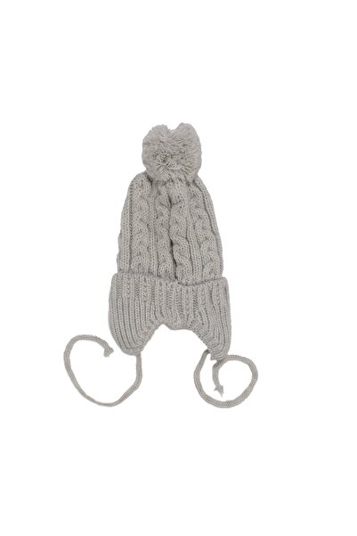 bebegen Unisex Gray Knitwear Single Ear Drawstring Beret 0-1 Years