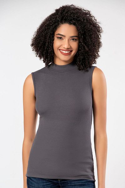 ERDEM İÇ GİYİM Weweus Anthracite Zero Sleeve High Neck Body 2112