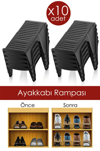 Webmall 10 Adet Tekli Ayakkabı Rampası Ayakkabı Düzenleyici Dolap Içi Organizer