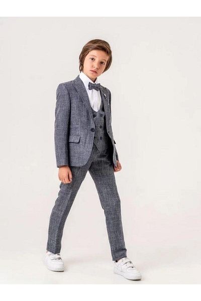 Zekids Boy's Badge Pocket Handkerchief Detailed Suit (Age 5-9)