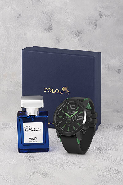Polo Air Erkek Silikon Kordon Kol Saati Ve Parfüm Seti Hediyelik Kutusunda Ko...