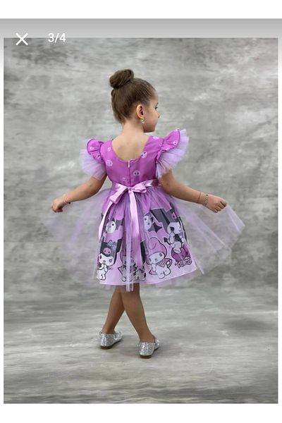 Uğur bebe Girl's Tulle Print Lined Party Birthday Dress