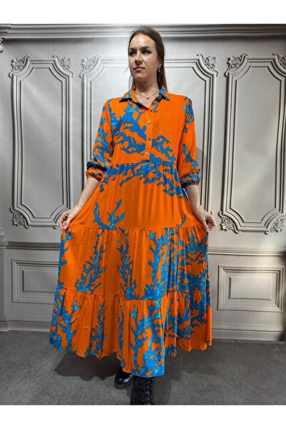 AGORATEKSTİL Γυναικείο φόρεμα με μακρυμάνικο κοραλί με 3 κουμπιά από ύφασμα β...