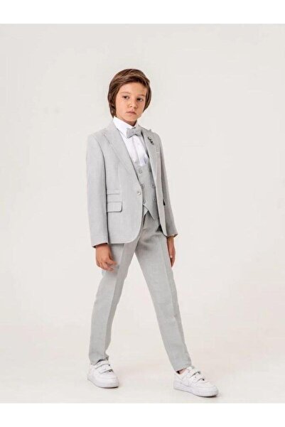 Zekids Boy's Badge Pocket Handkerchief Detailed Suit (Age 5-9)