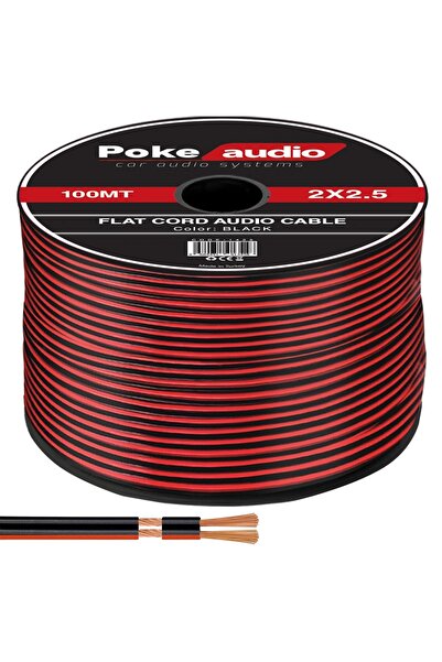Poke Oto Elektrik Ses Ve  Hoparlör Kablosu  2X2.5mm Kordon Siyah 100 Metre