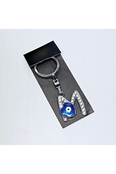 ÜNSA Anahtar سلسلة مفاتيح عين الشر مطرزة بحجر سلسلة مفاتيح ملحق حرف M