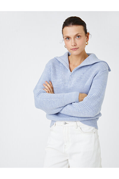 Koton Fermuarlı Örgü Kazak Kaşmir Dokulu