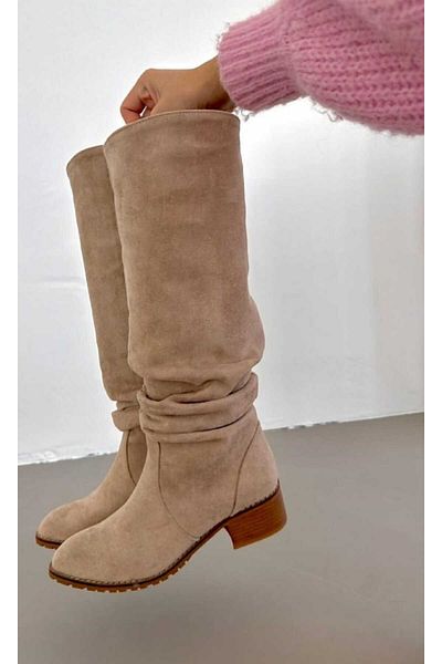 POTEEN CORN LONG COWBOY ΓΥΝΑΙΚΕΙΑ ΜΠΟΤΕΣ SUEDE-Μινκ Suede