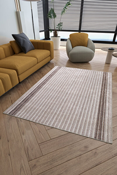 AYYILDIZ Kahverengi Mercedes Desenli Dijital Baskılı Makine Halısı