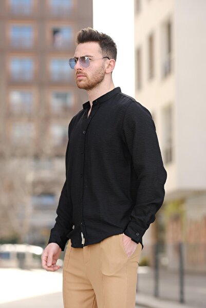 Oksit Stello Crinkle Pattern Collar Men's Shirt