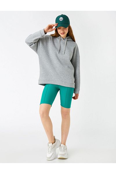 Koton Oversize Basic Sweatshirt with Hooded Fleece Inside