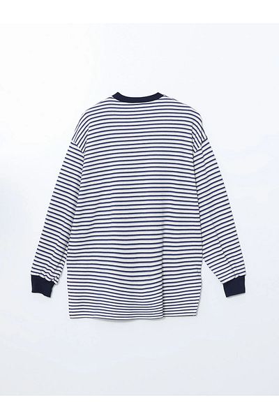 LC Waikiki Tunica de damă oversize cu dungi bleumarin modest