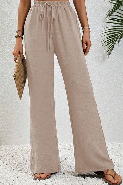 Bestenur Stone Color Abel Wide Leg Pocket Ayrobin Trousers 1352