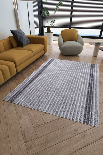 AYYILDIZ Gri Mercedes Desenli Dijital Baskılı Makine Halısı