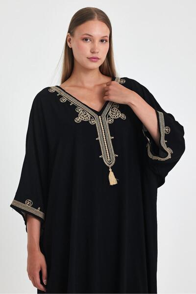 AGORATEKSTİL Rochie casual brodata cu decolteu in V din tesatura de viscoză