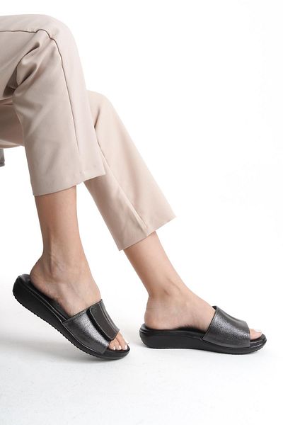 ALPELLİ ByAlp Orthopedic Leather Sole Heel Spur Supported Daily Platinum Slippers