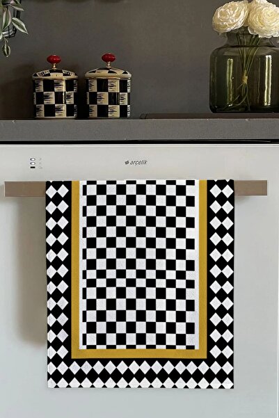 Viva Home Siyah Damalı Fırın Mutfak Havlusu 30x50cm