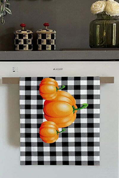Viva Home Turuncu Bal Kabağı Desenli Fırın Mutfak Havlusu 30x50cm