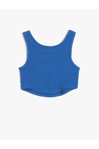 Koton Cămașă crop din bumbac cu decolteu rotund cu slogan imprimat cu detalii de piatră