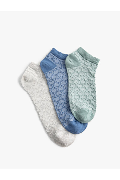 Koton Σετ 3 τεμαχίων μποτάκια κάλτσες με λεπτομέρεια λουλουδιών