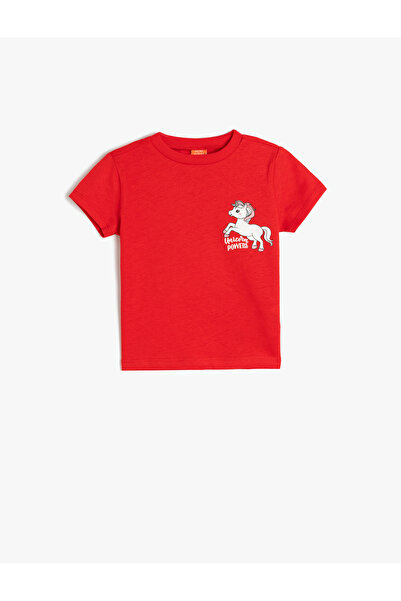 Koton Baskılı Kırmızı Kız Çocuk T-Shirt 5SMG10021AK