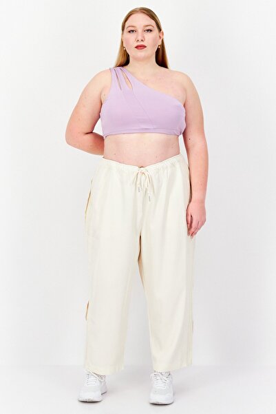 adidas Women Plus Size Embroidered Logo Drawstring Pants, Beige