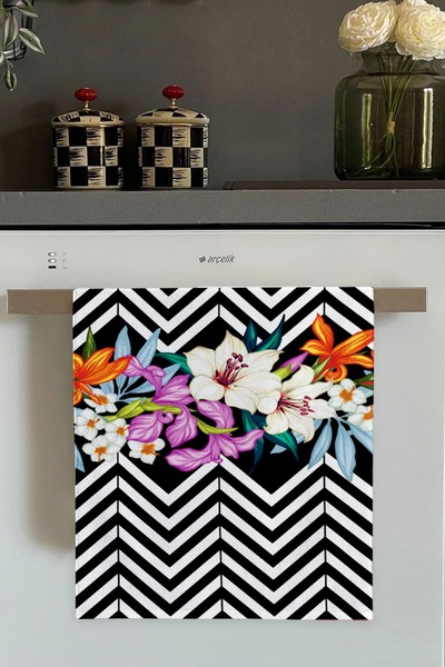 Viva Home Lila Çiçekli Fırın Mutfak Havlusu 30x50cm