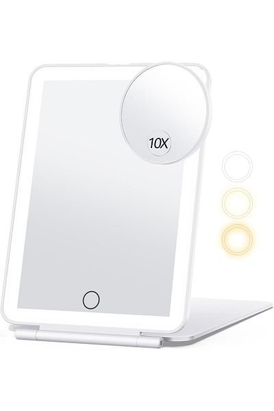 fulina Travel Cosmetic Mirror with 10x Magnifier, Portable Ultra-thin Cosmetic Lighting Mirror
