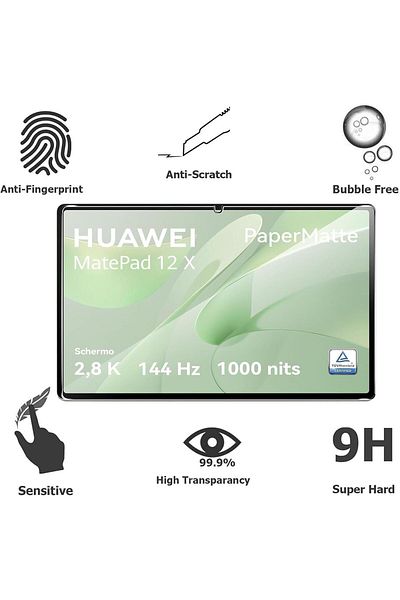 Ecr Mobile متوافق مع Huawei Matepad 12X 2024 12 بوصة ورقي مثل (ملمس ورقي) واقي شاشة نانو غير لامع 9H