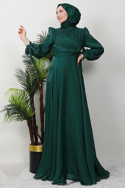 GİZ AGİYİM Βραδινό φόρεμα Emerald Lily Silk
