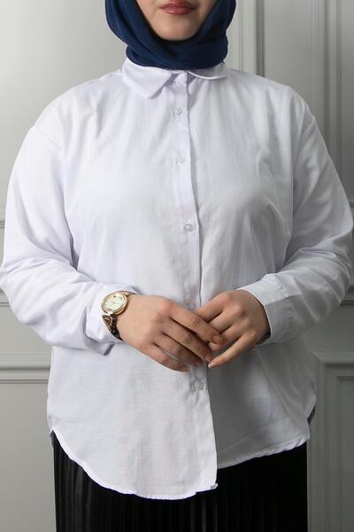 Yağızlar Giyim Women's White Oversize Plain Shirt