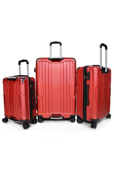 MORANO 3-Piece Unisex Morano Travel Luggage Trolley Set Red Size 28''-24''-20'' Inches.